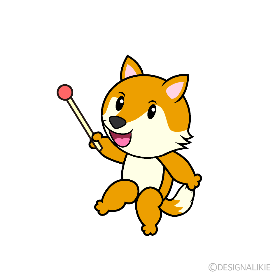 かわいい説明するキツネイラスト