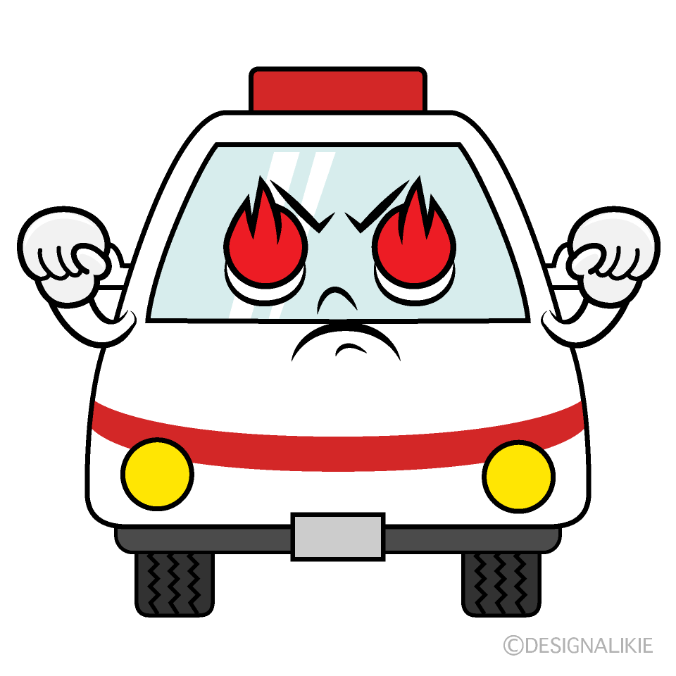 かわいい熱意のある救急車イラスト