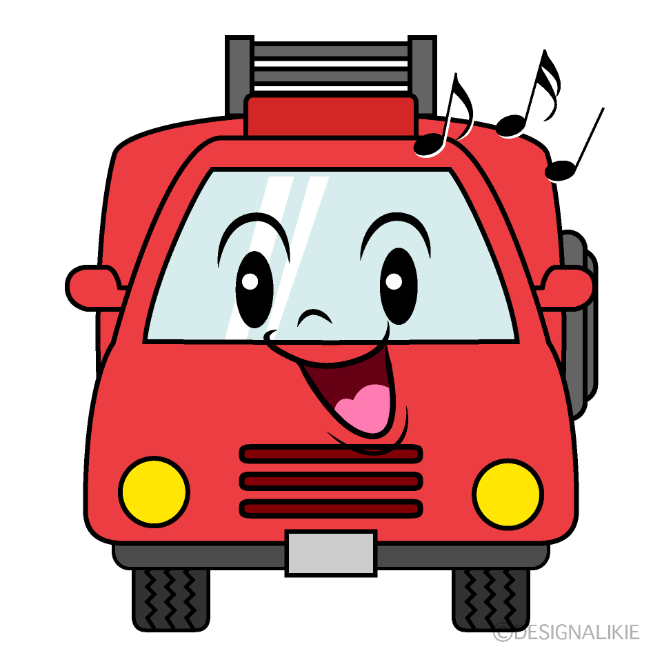 かわいい歌う消防車イラスト