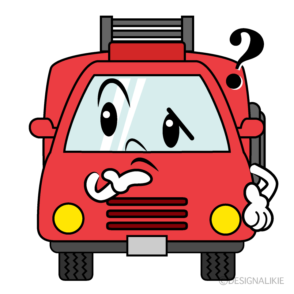 かわいい考える消防車イラスト