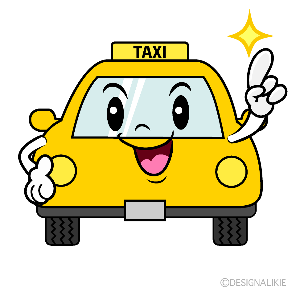 Cute Pointing Taxi Clipart