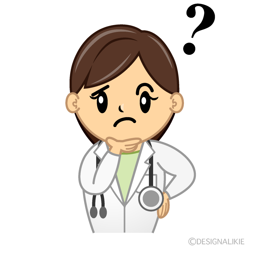 かわいい考える女医イラスト