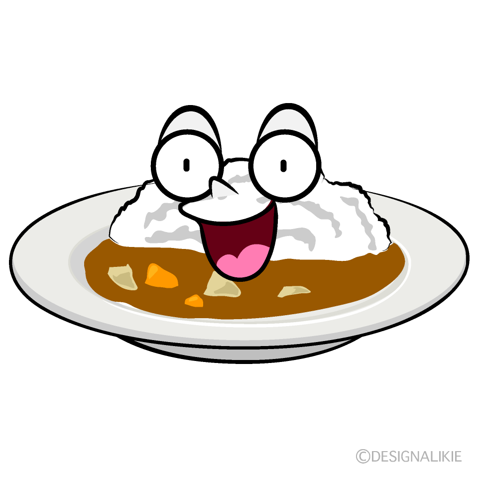 かわいい驚くカレーライスイラスト
