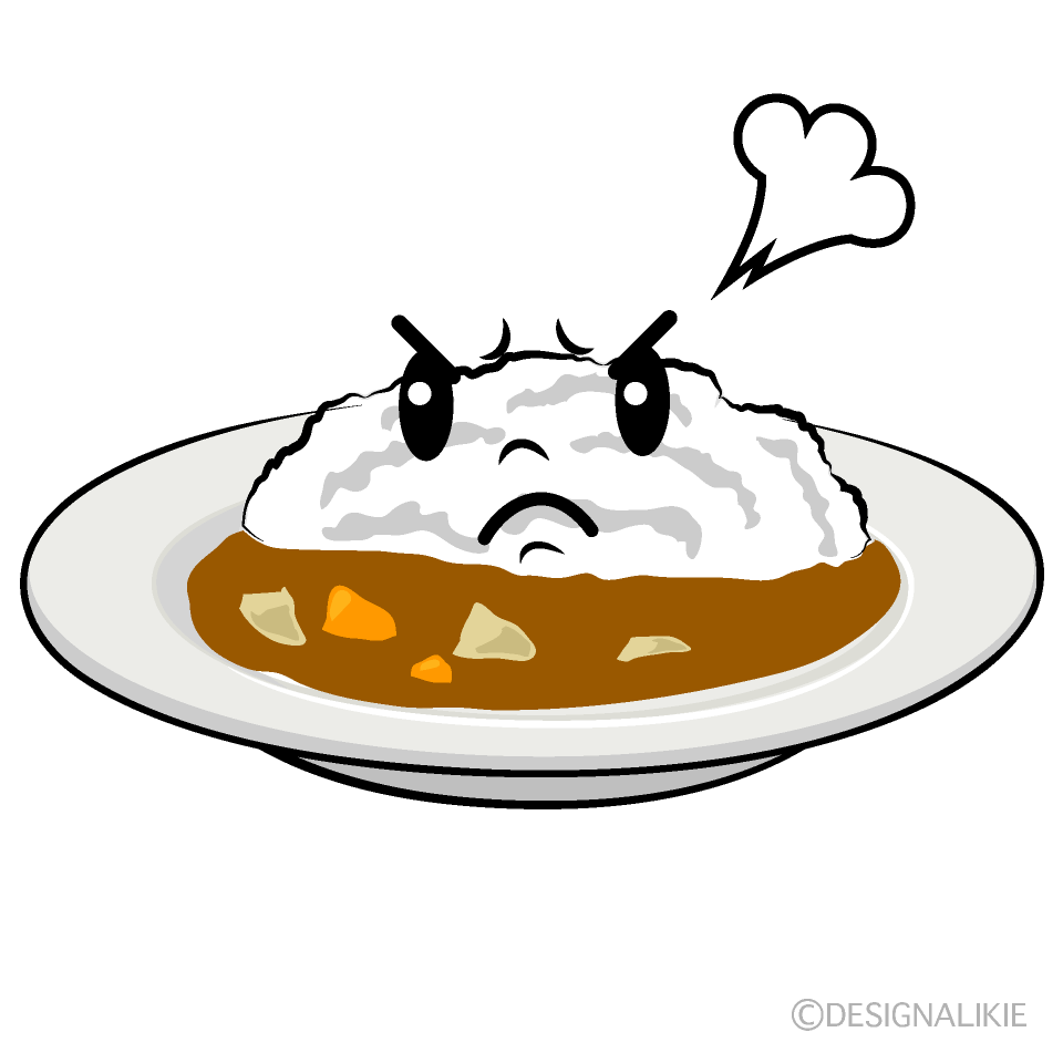 かわいい怒るカレーライスイラスト