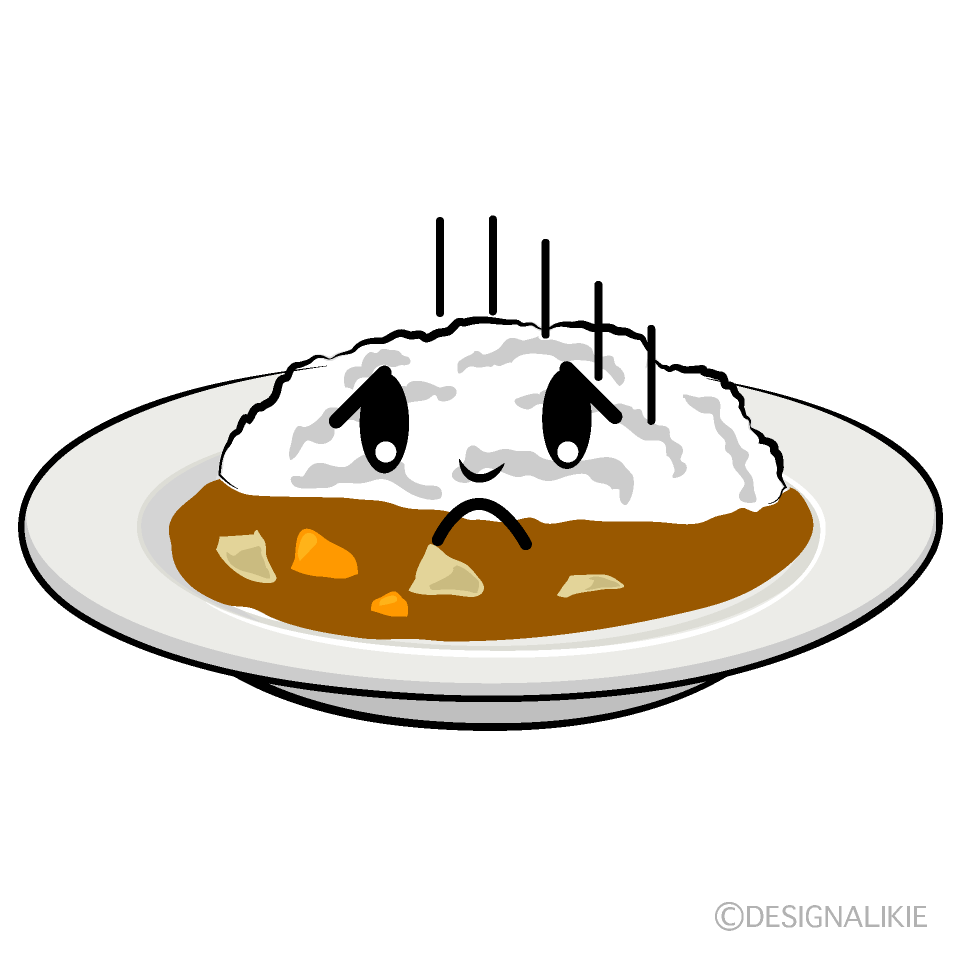 かわいい落ち込むカレーライスイラスト