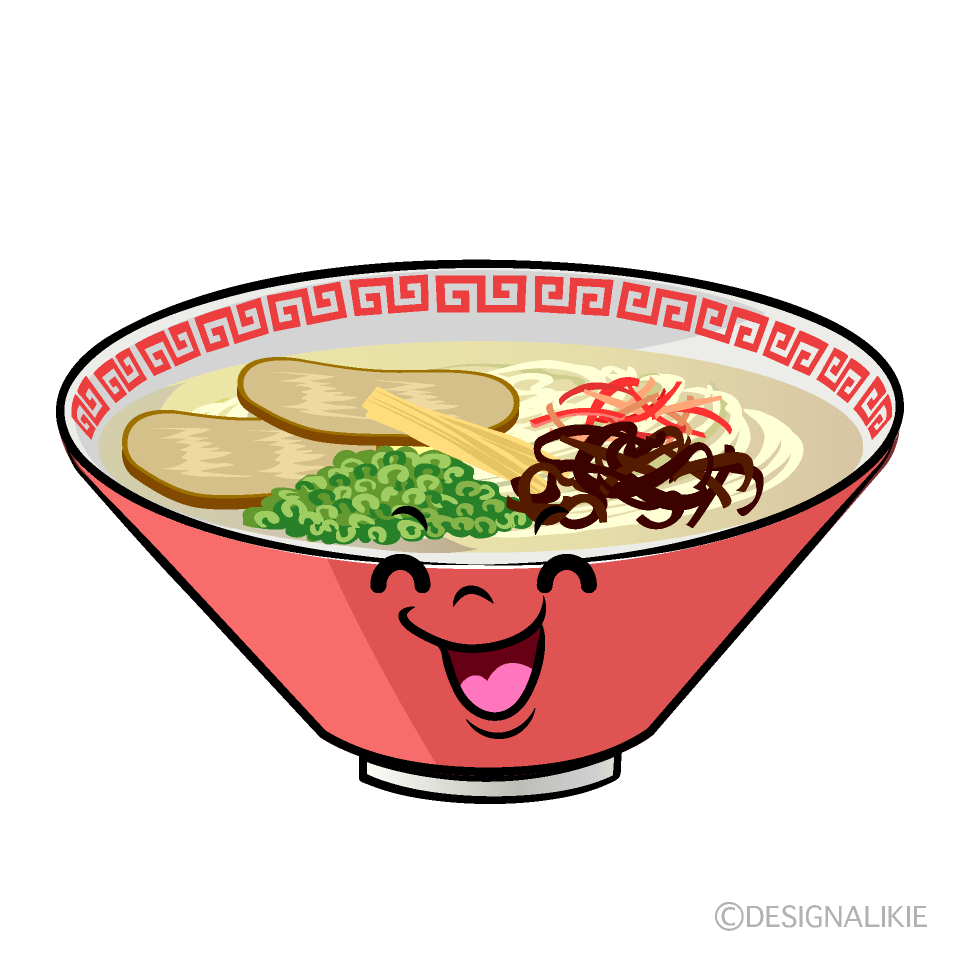 かわいい笑顔のラーメンイラスト