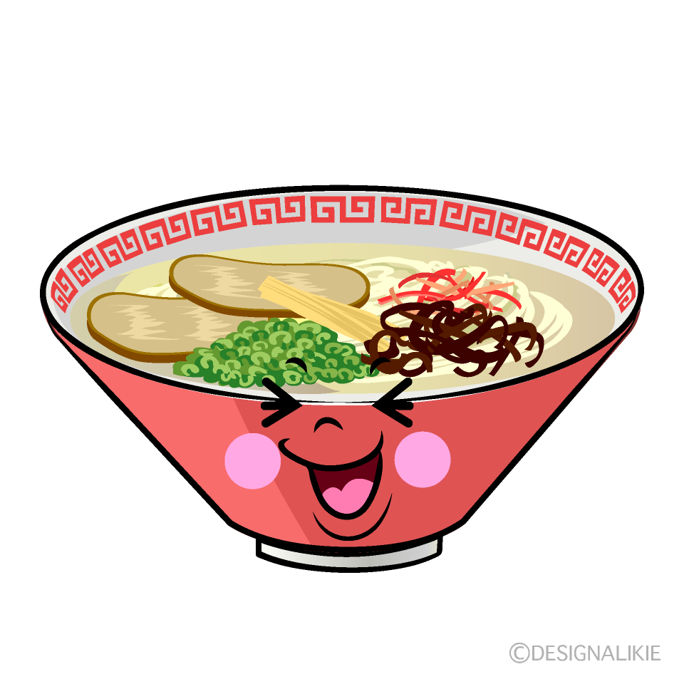 かわいい笑うラーメンイラスト