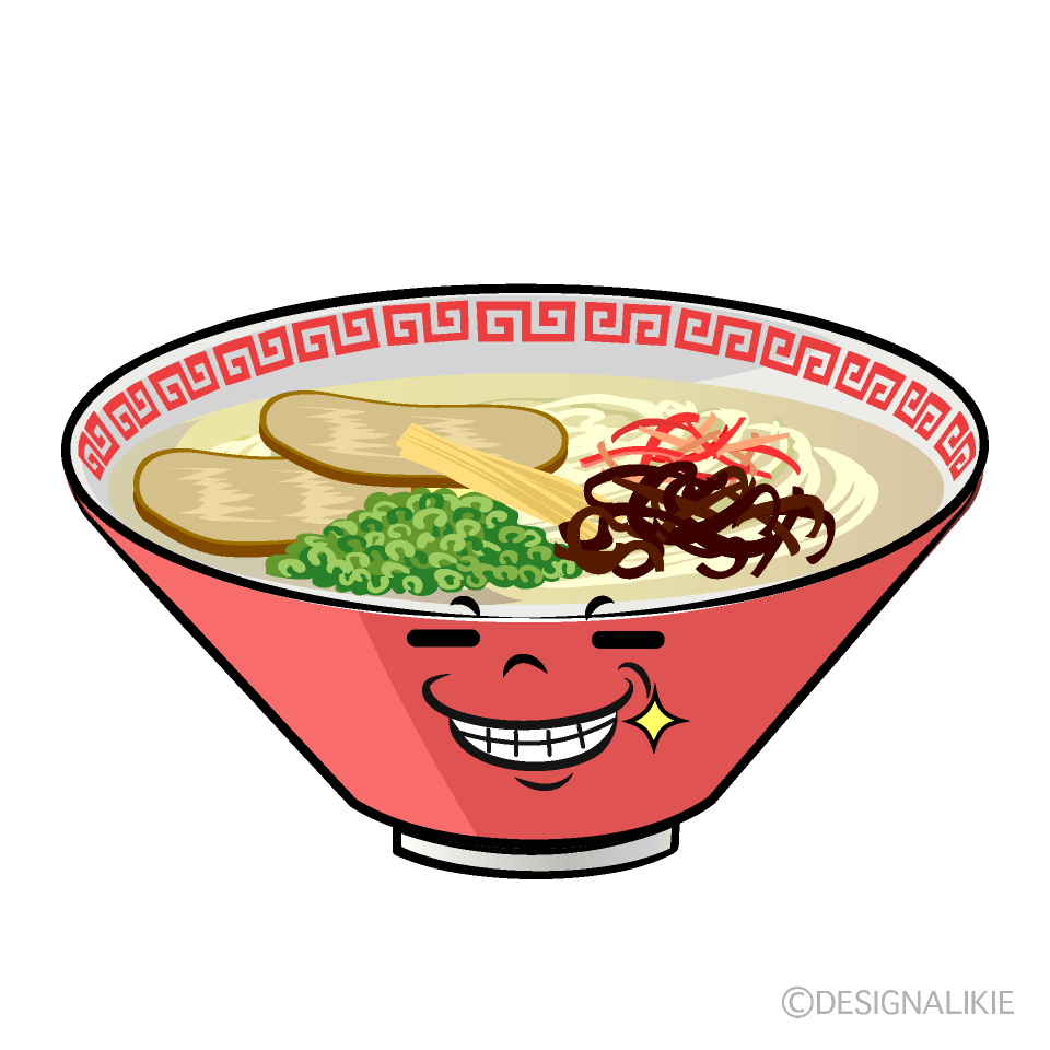 かわいいニヤリのラーメンイラスト