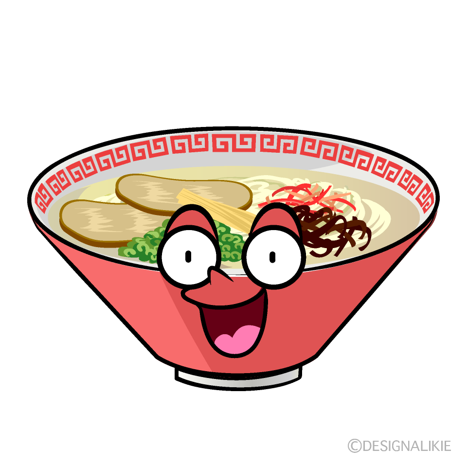 かわいい驚くラーメンイラスト