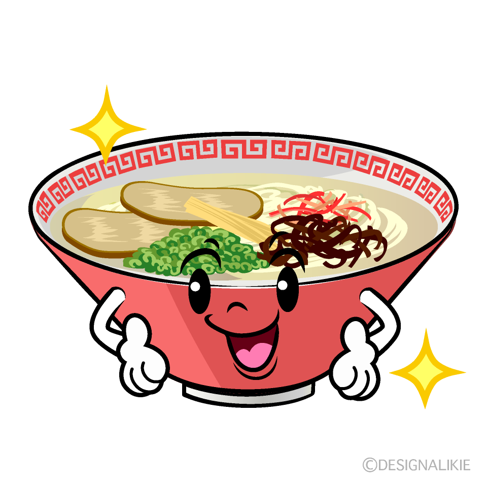 かわいい煌くラーメンイラスト