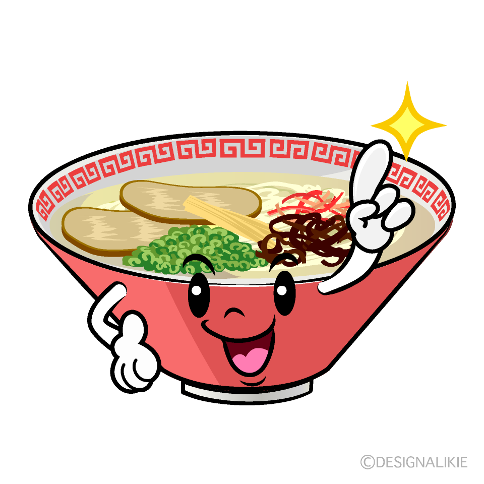 かわいい指差しラーメンイラスト