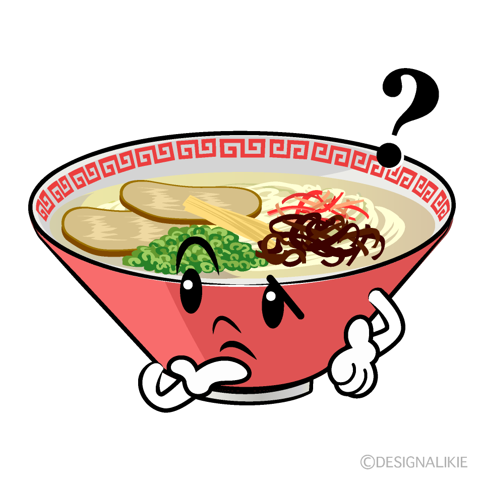 かわいい考えるラーメンイラスト