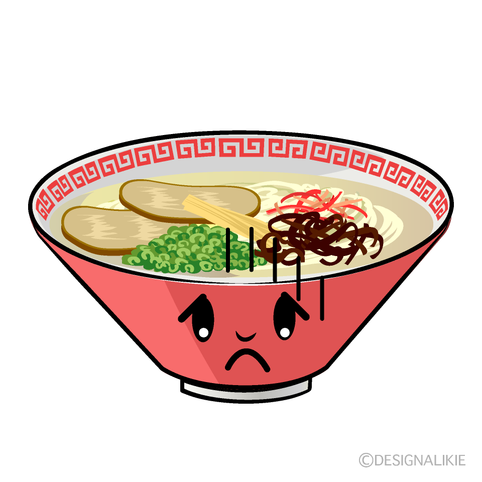 かわいい落ち込むラーメンイラスト