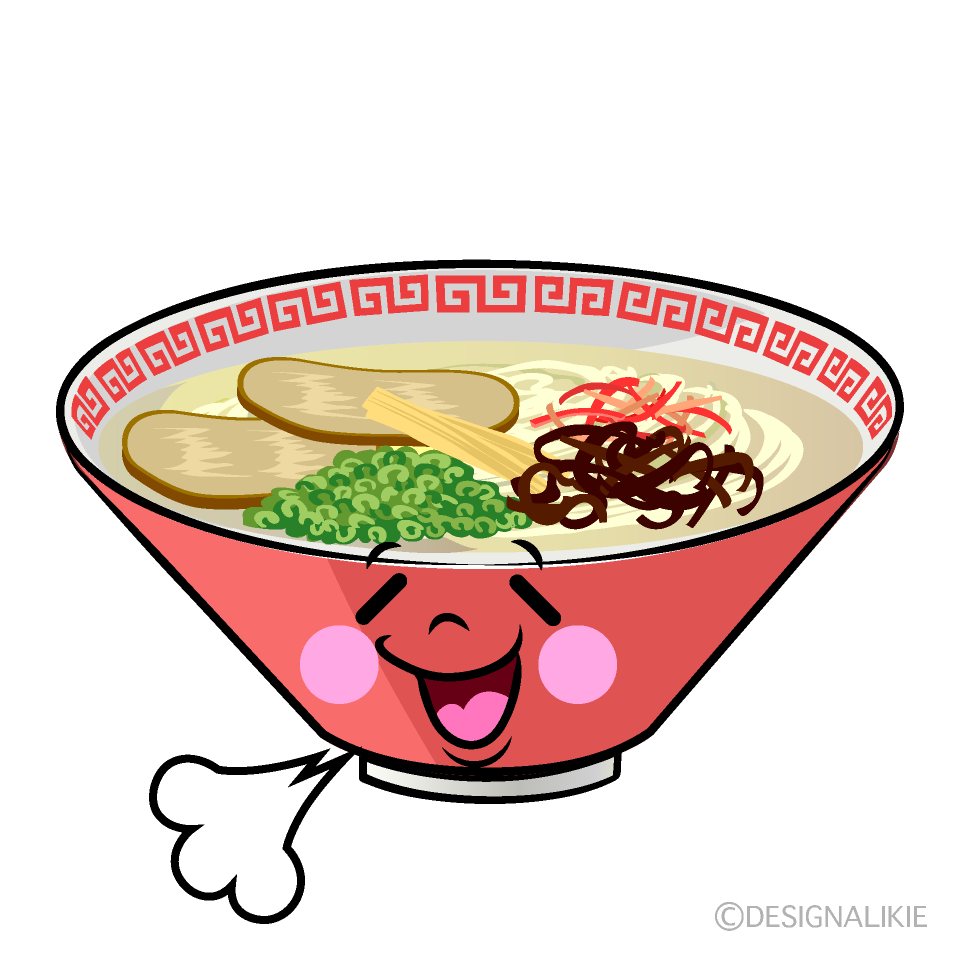 かわいいリラックスするラーメンイラスト