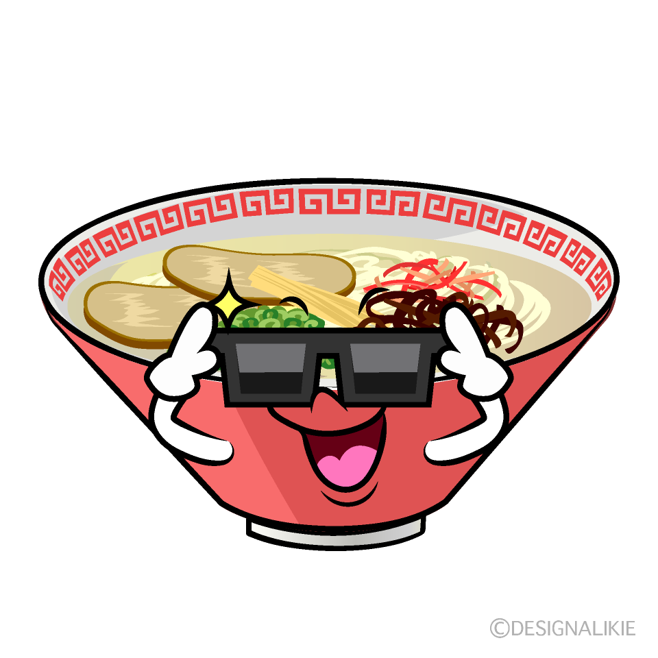 かわいいサングラスのラーメンイラスト