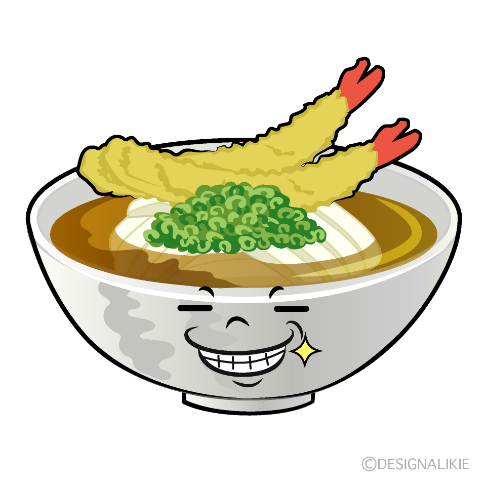かわいいニヤリのうどんイラスト