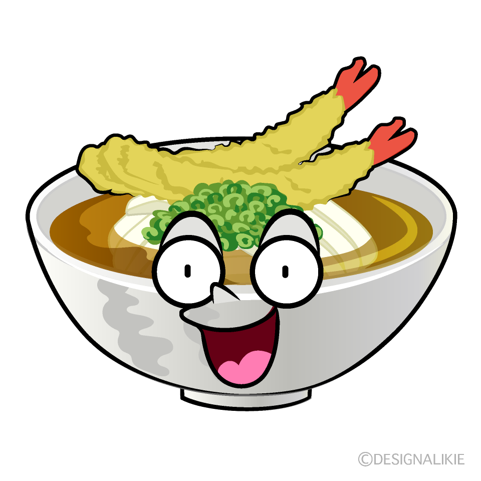 かわいい驚くうどんイラスト