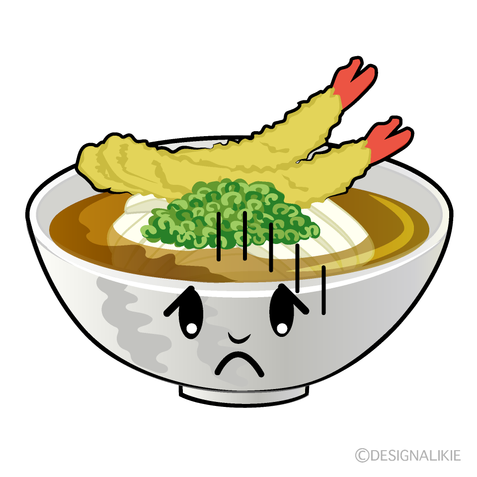 かわいい落ち込むうどんイラスト