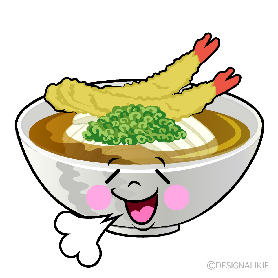 かわいいリラックスするうどんイラスト