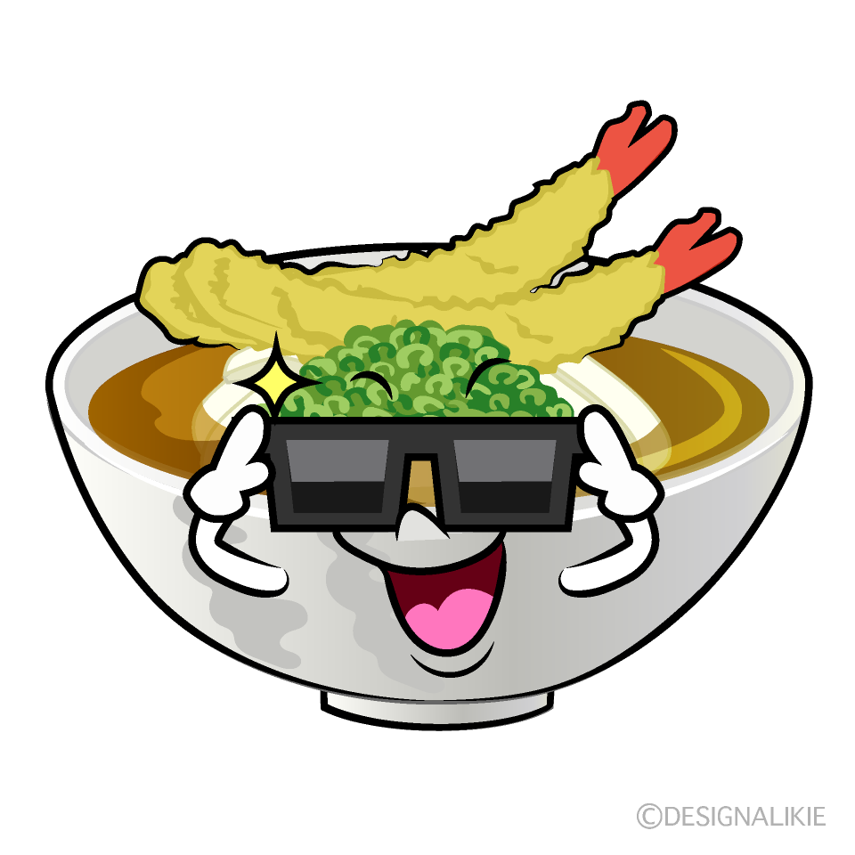 かわいいサングラスのうどんイラスト