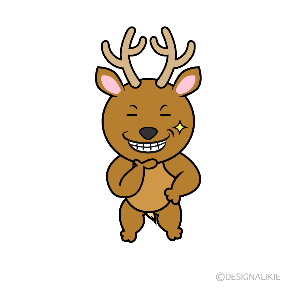 かわいいニヤリとするシカイラスト
