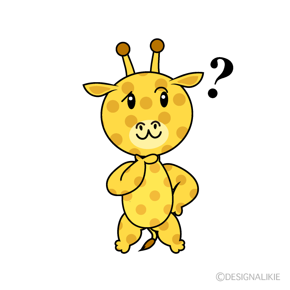 かわいい考えるキリンイラスト
