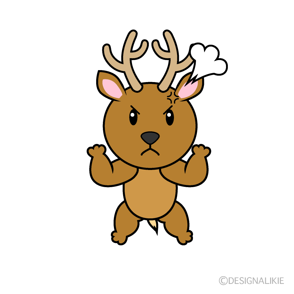 かわいい怒るシカイラスト