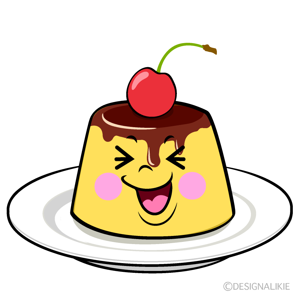 かわいい笑うプリンイラスト
