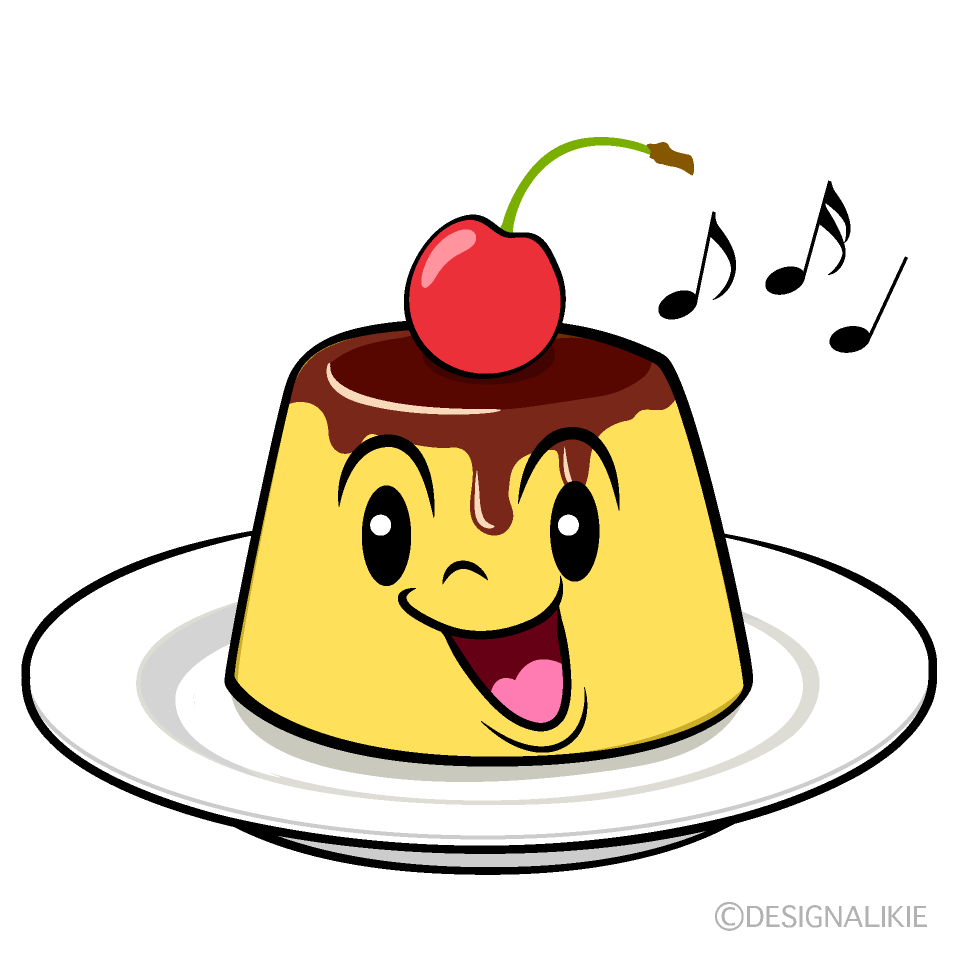 かわいい歌うプリンイラスト