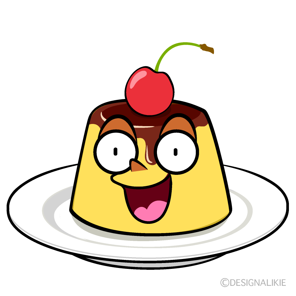 かわいい驚くプリンイラスト