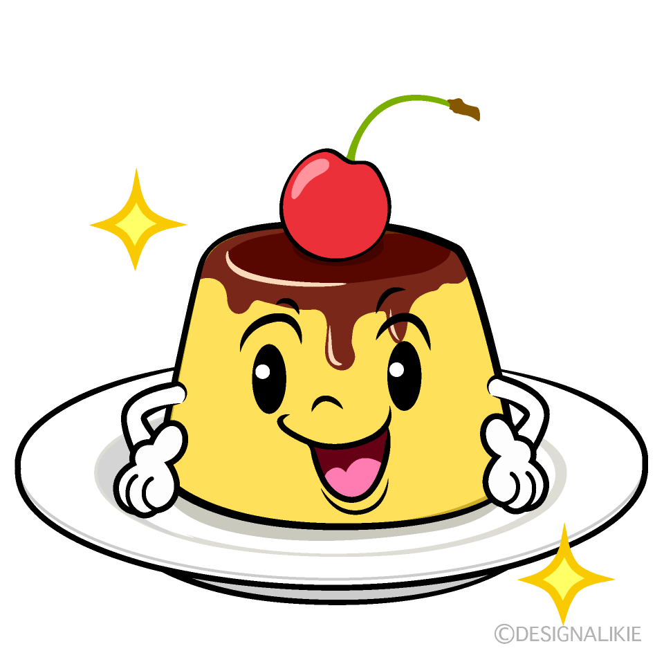 かわいい煌くプリンイラスト