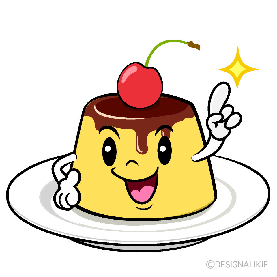 かわいい指差しプリンイラスト
