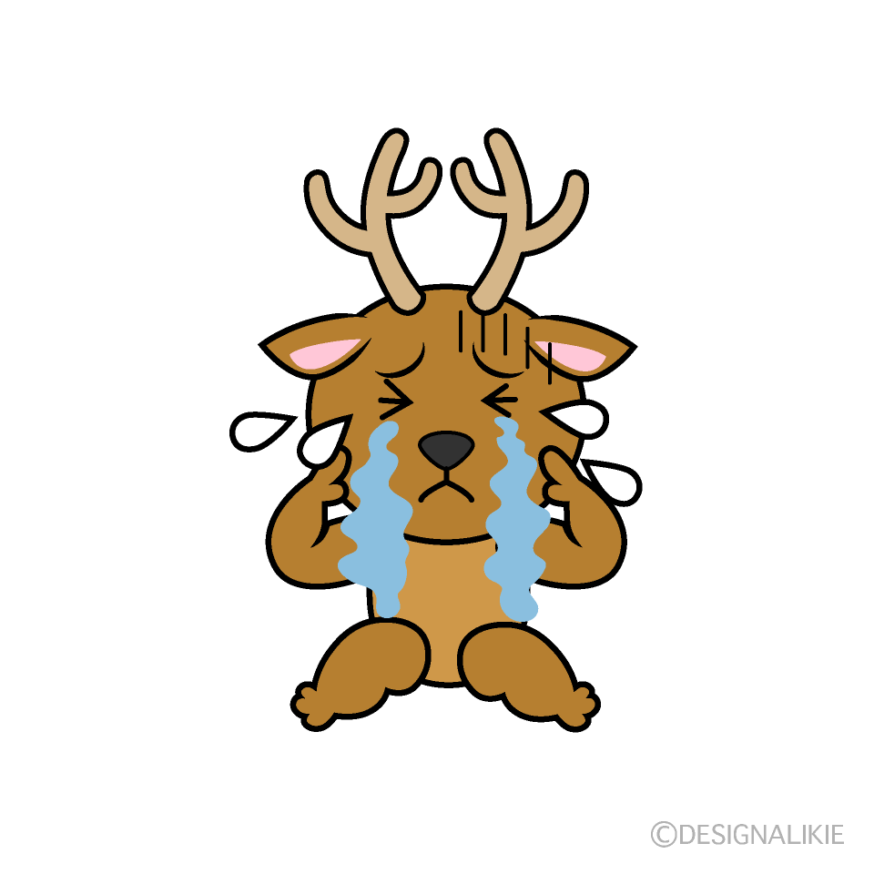 かわいい泣くシカイラスト