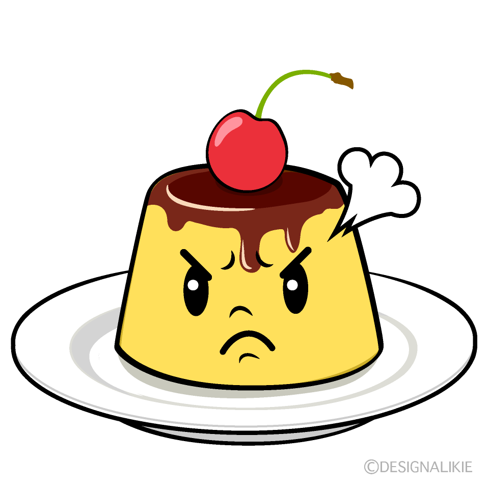 かわいい怒るプリンイラスト