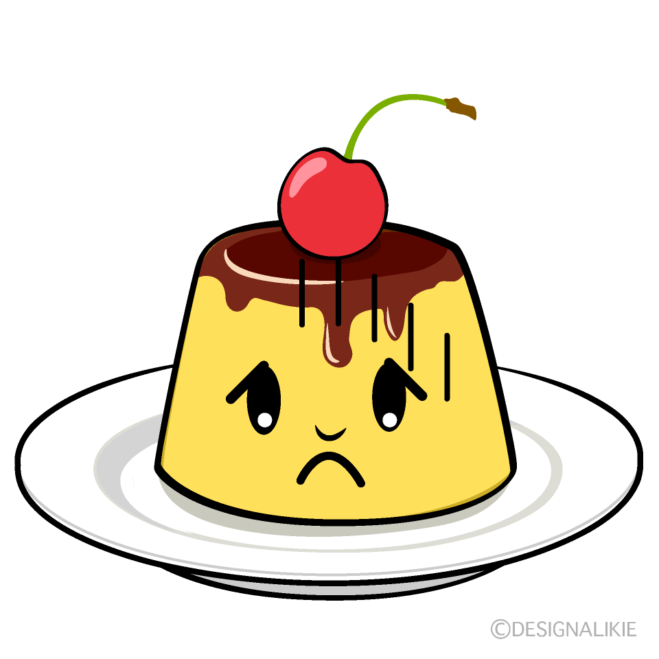 かわいい落ち込むプリンイラスト