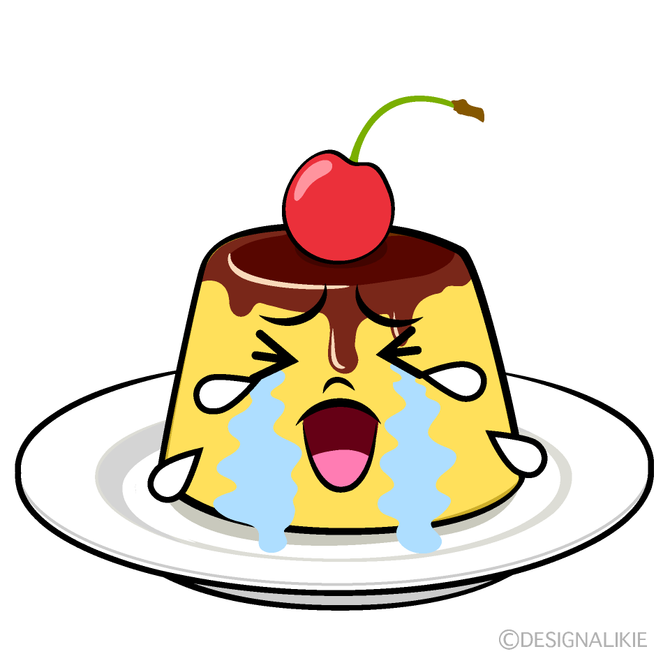 かわいい泣くプリンイラスト