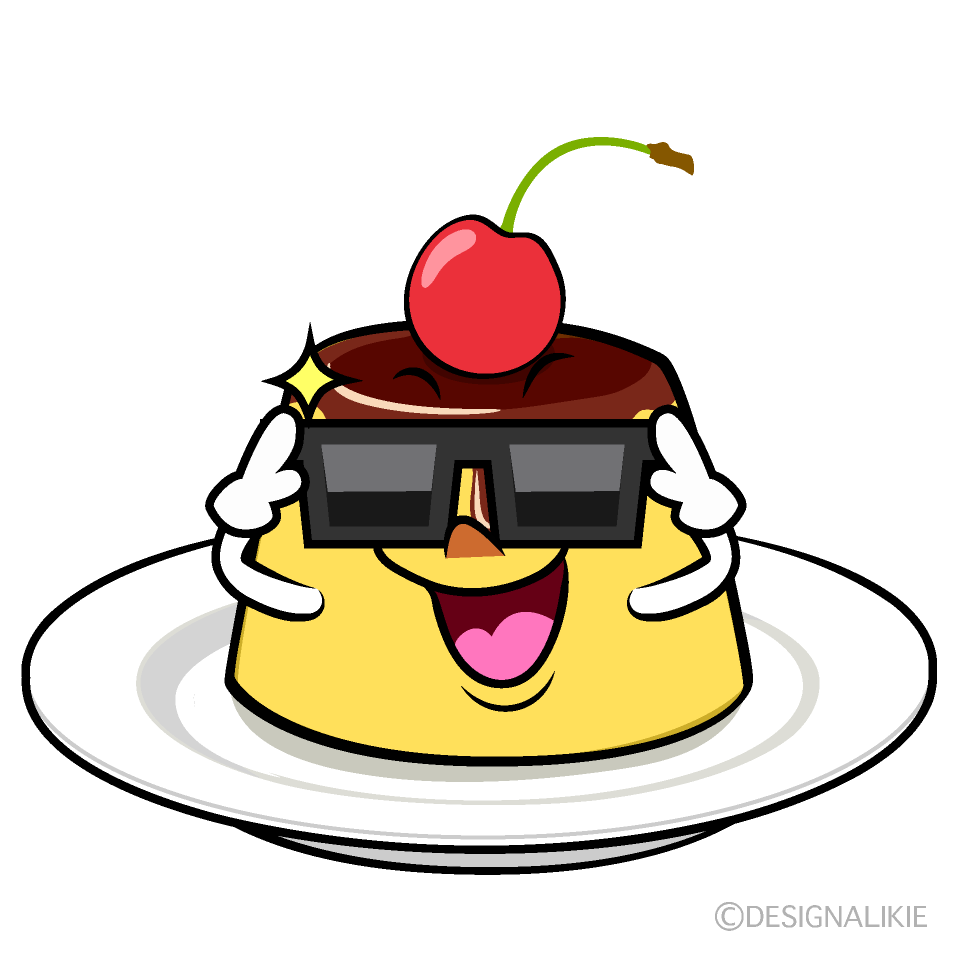 かわいいサングラスのプリンイラスト
