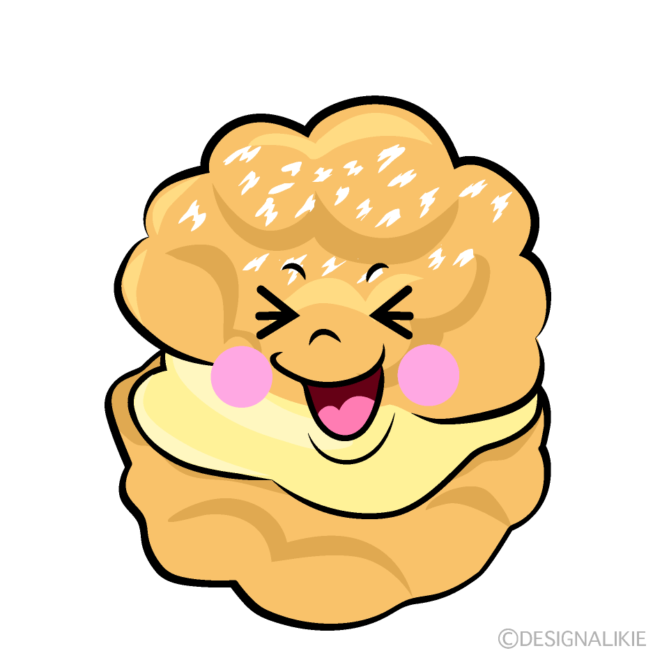 かわいい笑うシュークリームイラスト