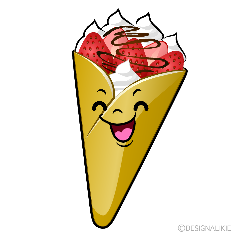 かわいい笑顔のクレープイラスト
