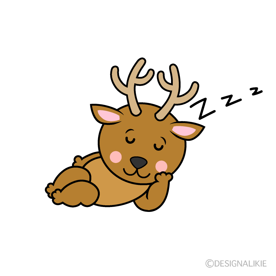 かわいい寝るシカイラスト