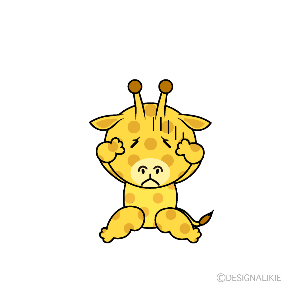 かわいい落ち込むキリンイラスト