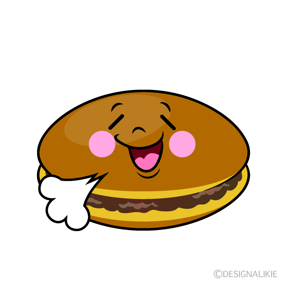 かわいいリラックスするどら焼きイラスト