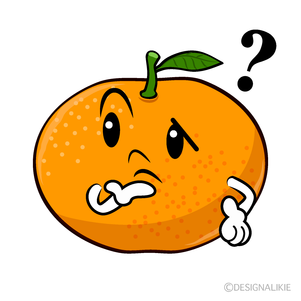 かわいい考えるみかんイラスト