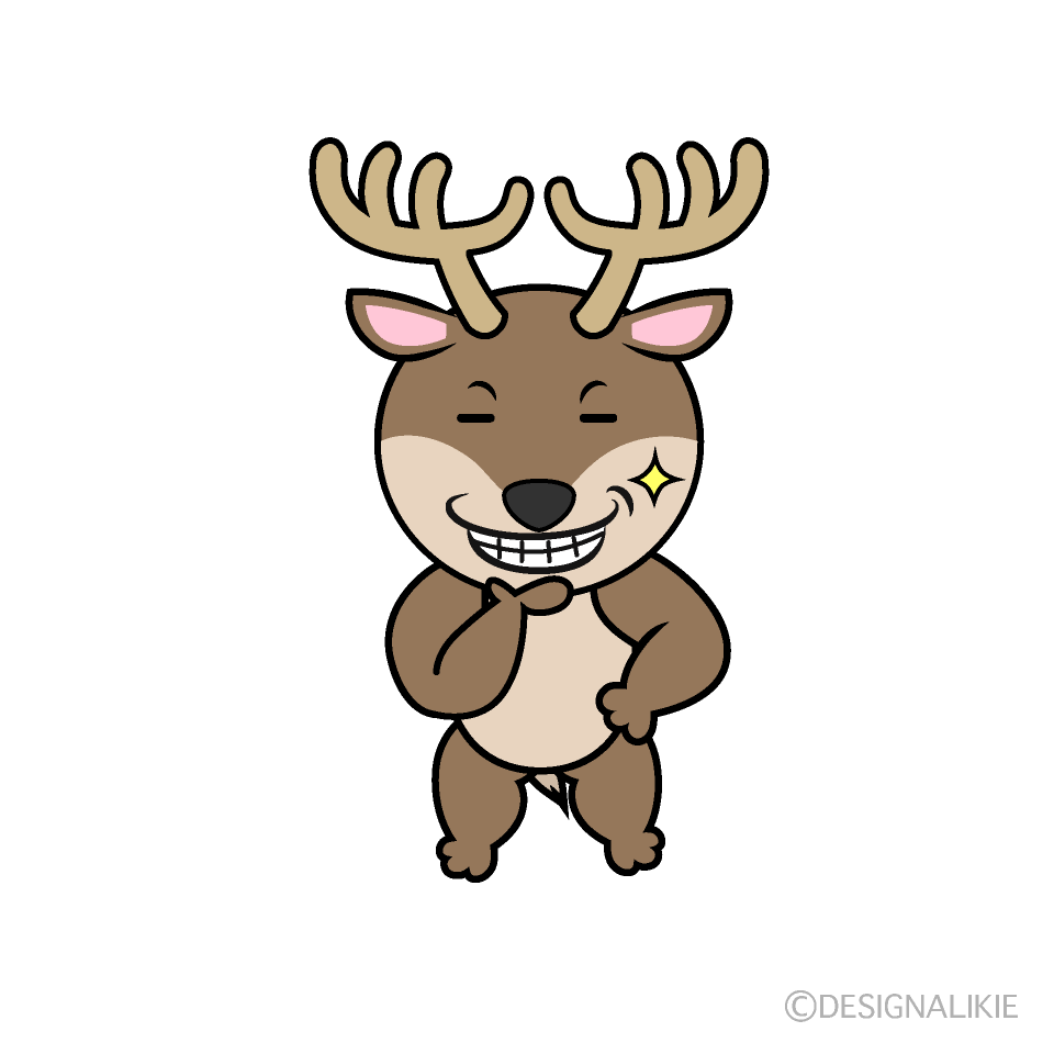 かわいいニヤリとするトナカイイラスト