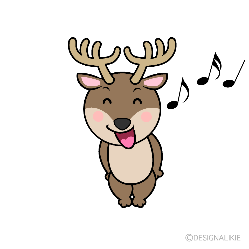 かわいい歌うトナカイイラスト