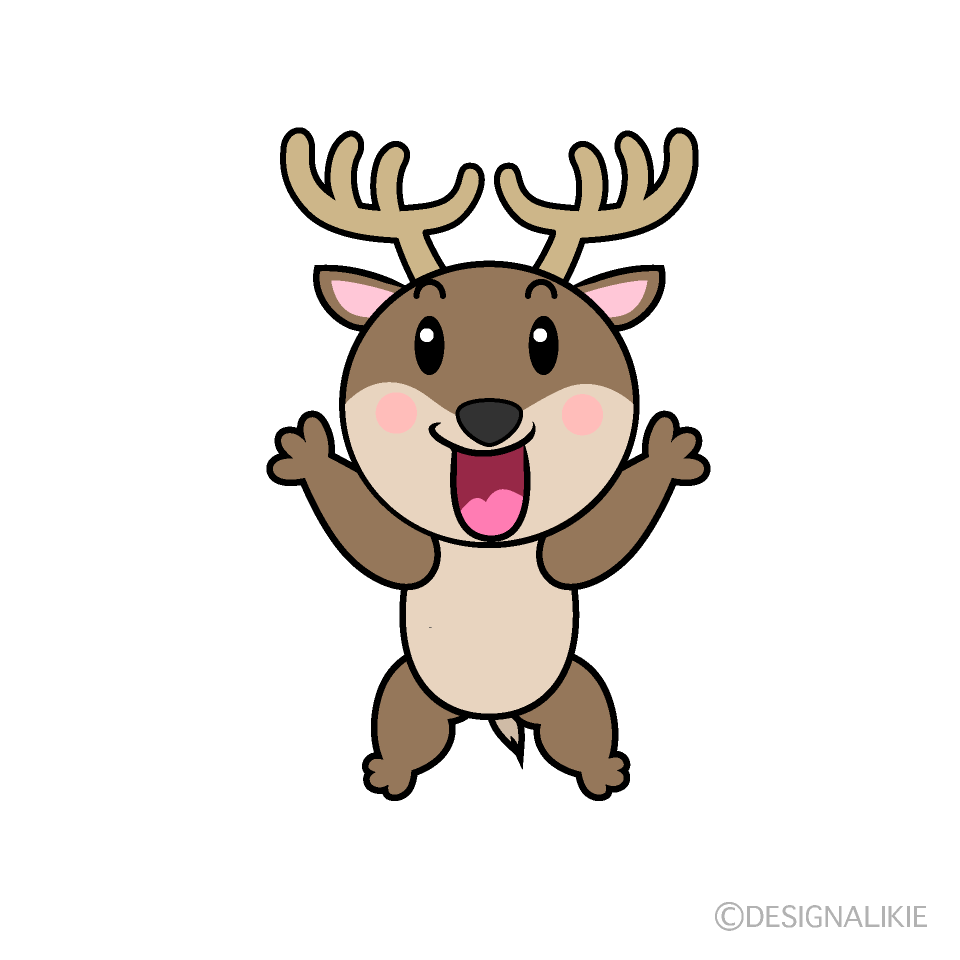 かわいい驚くトナカイイラスト