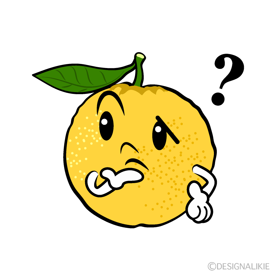 かわいい考える柚子イラスト