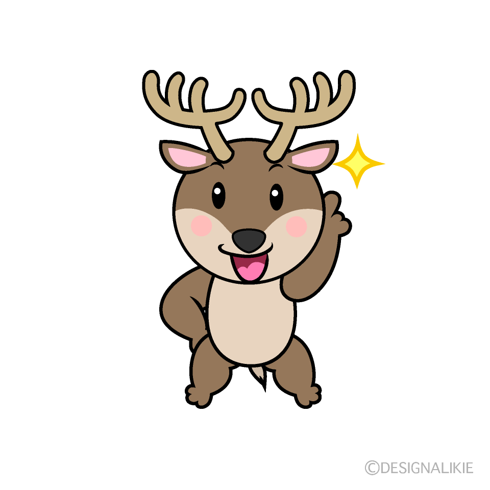 かわいい指差しするトナカイイラスト