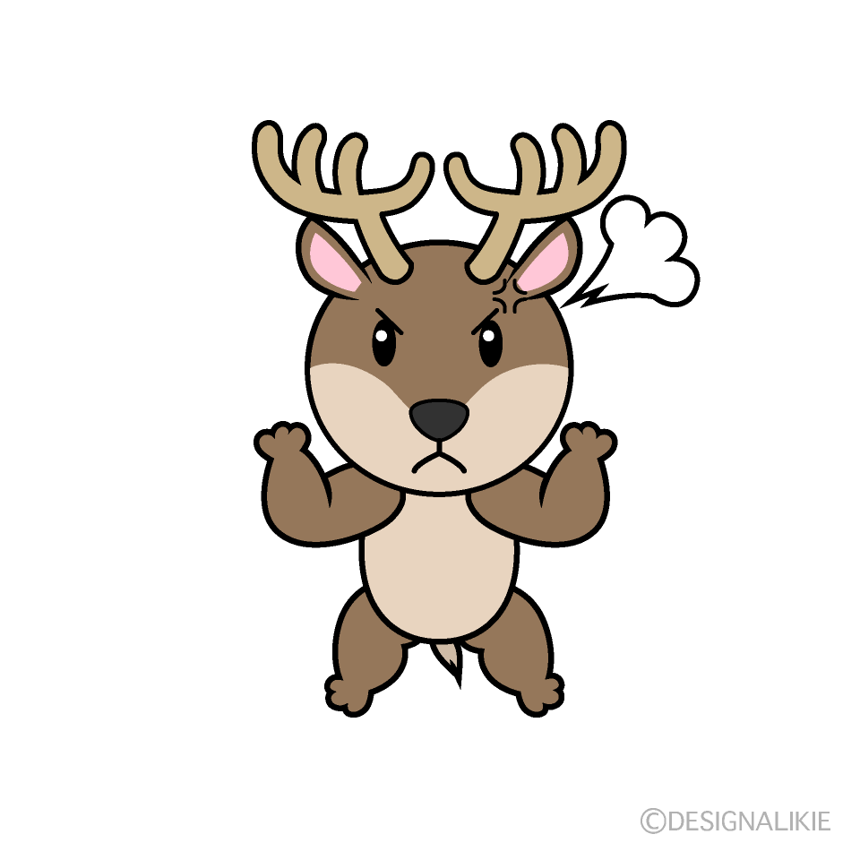 かわいい怒るトナカイイラスト