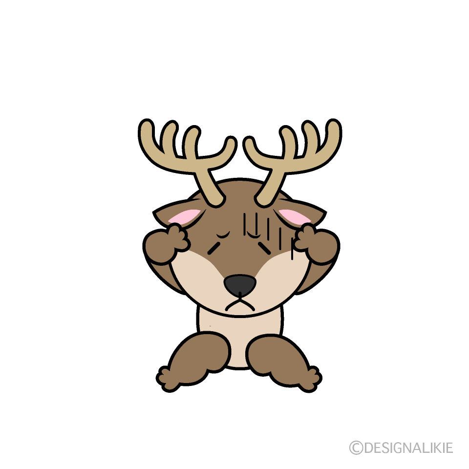 かわいい落ち込むトナカイイラスト